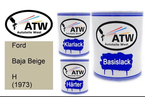 Ford, Baja Beige, H (1973): 1L Lackdose + 1L Klarlack + 500ml Härter - Set, von ATW Autoteile West.